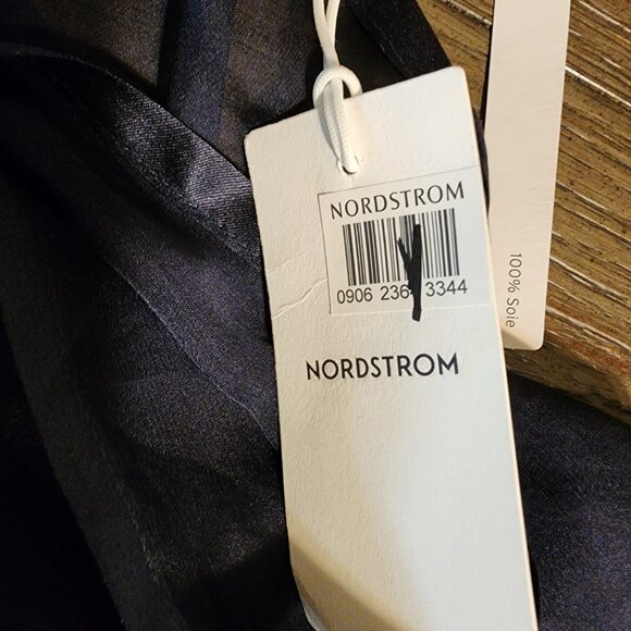 Nordstrom Satin Border Silk Chiffon Scarf NWT Navy - Picture 6 of 8